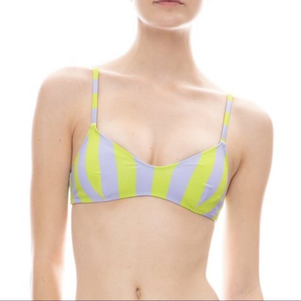 NWT Solid & Striped Rachel Top Purple Green Stripe Bikini